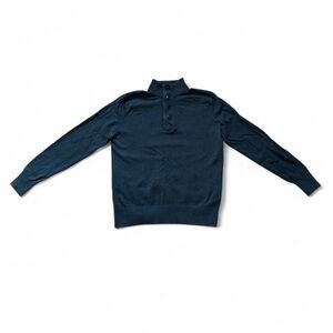 Eddie Bauer Men's Dark Green 1/4 Button High Neck Sweater